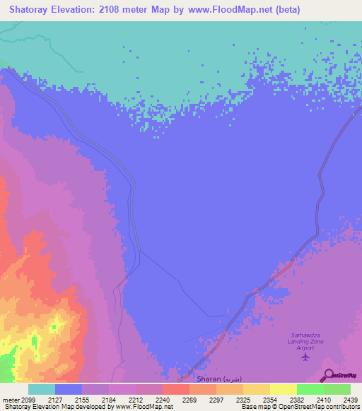 Shatoray,Afghanistan Elevation Map