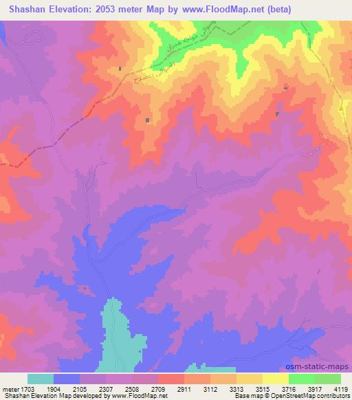 Shashan,Afghanistan Elevation Map