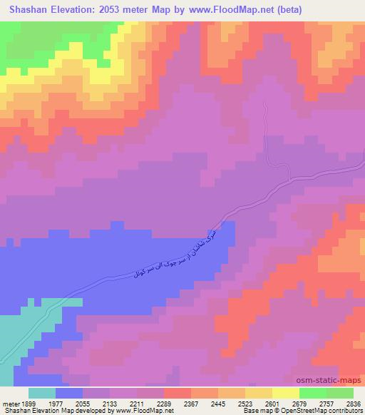 Shashan,Afghanistan Elevation Map