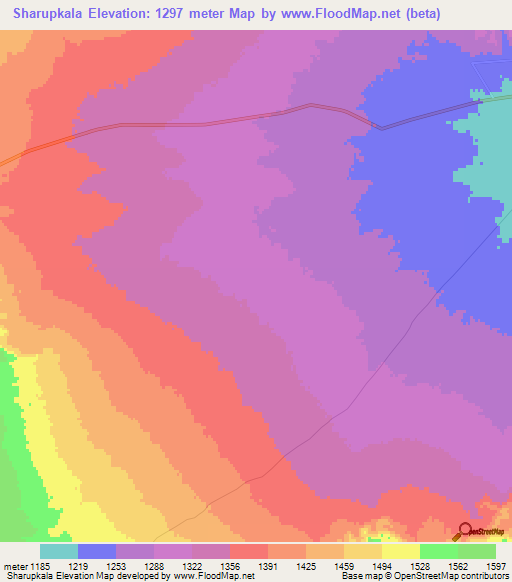 Sharupkala,Afghanistan Elevation Map