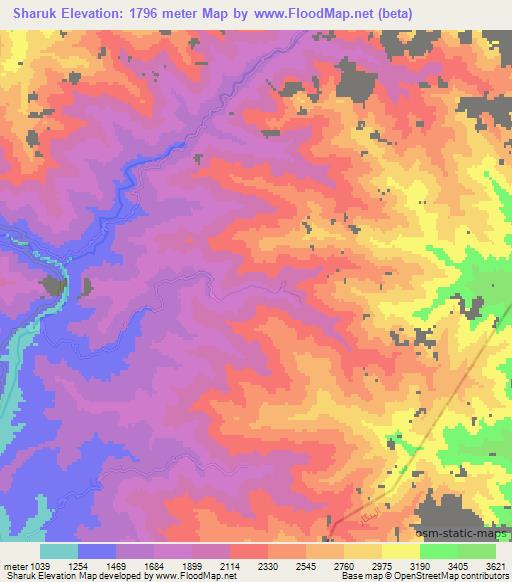 Sharuk,Afghanistan Elevation Map