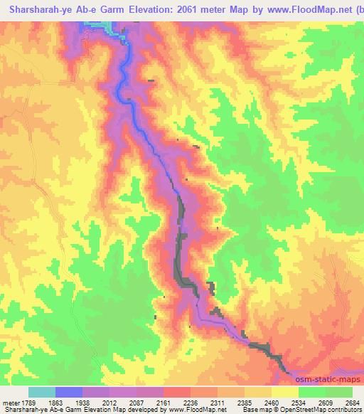 Sharsharah-ye Ab-e Garm,Afghanistan Elevation Map