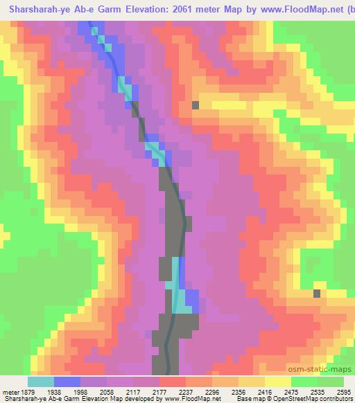 Sharsharah-ye Ab-e Garm,Afghanistan Elevation Map