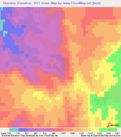 Sharshar,Afghanistan Elevation Map