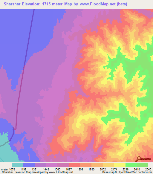 Sharshar,Afghanistan Elevation Map