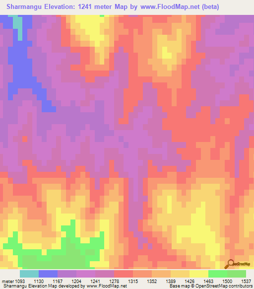 Sharmangu,Afghanistan Elevation Map
