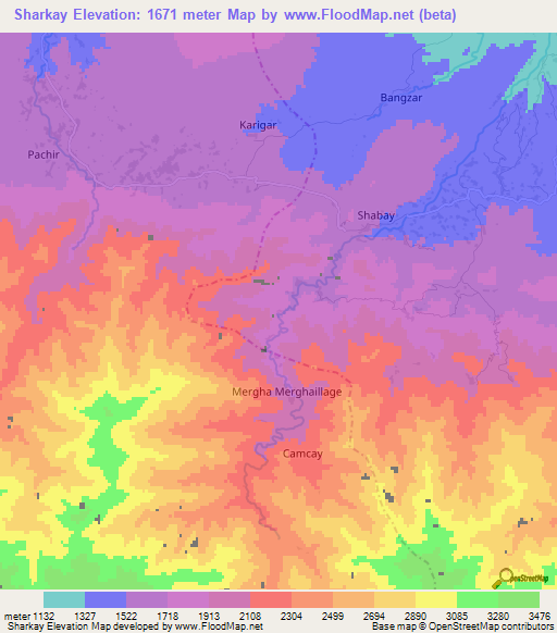 Sharkay,Afghanistan Elevation Map