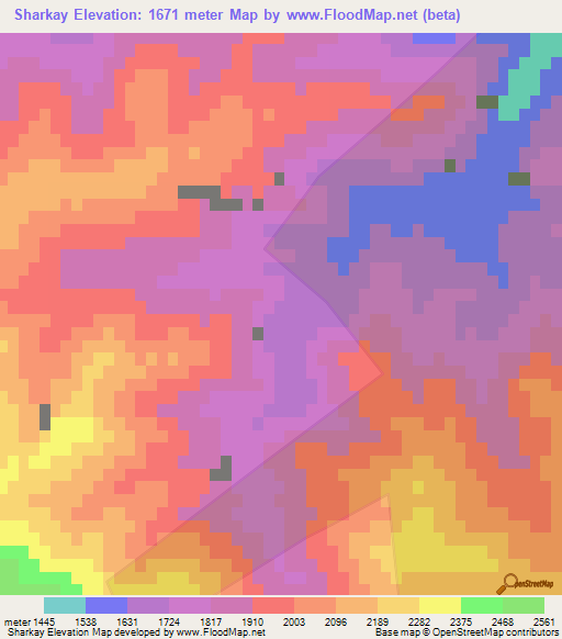 Sharkay,Afghanistan Elevation Map
