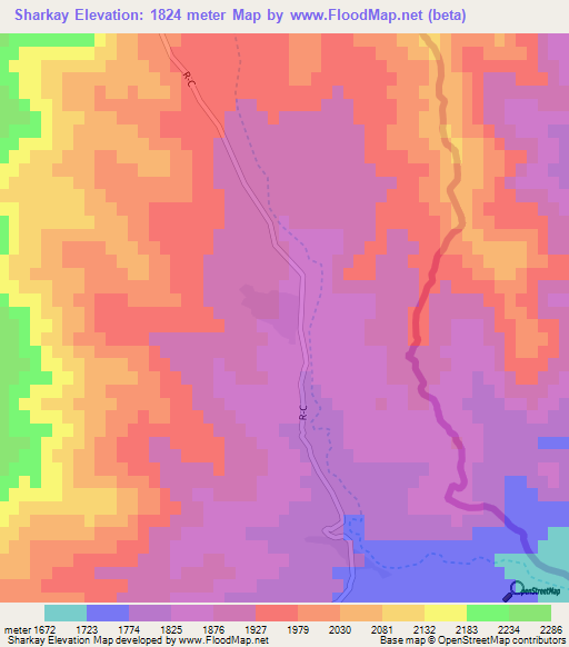Sharkay,Afghanistan Elevation Map