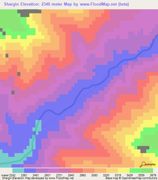 Shargin,Afghanistan Elevation Map