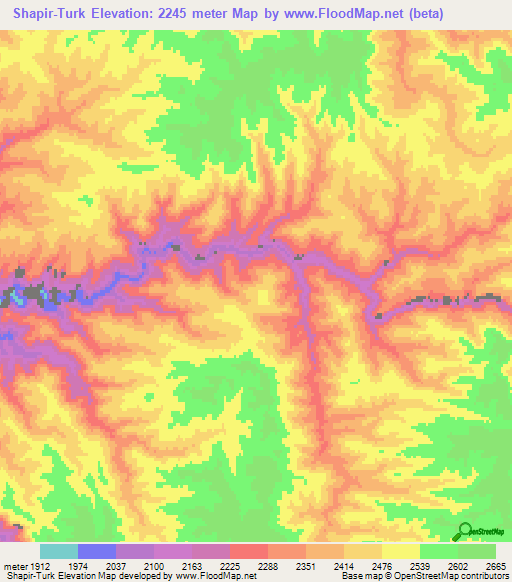Shapir-Turk,Afghanistan Elevation Map