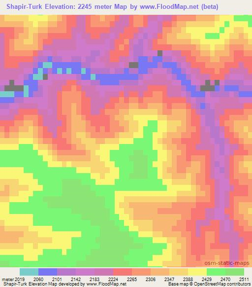 Shapir-Turk,Afghanistan Elevation Map