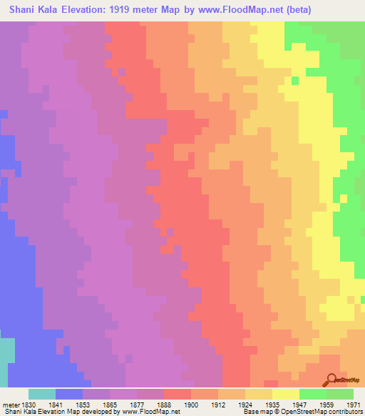 Shani Kala,Afghanistan Elevation Map