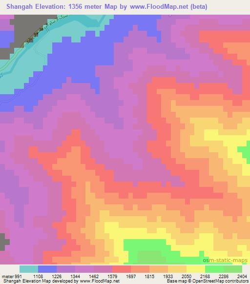 Shangah,Afghanistan Elevation Map