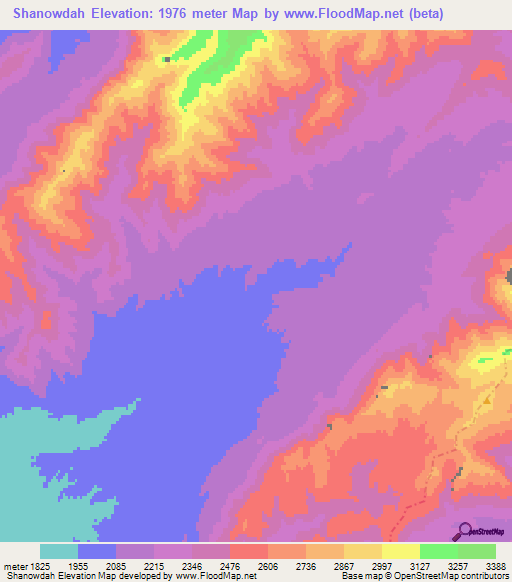 Shanowdah,Afghanistan Elevation Map