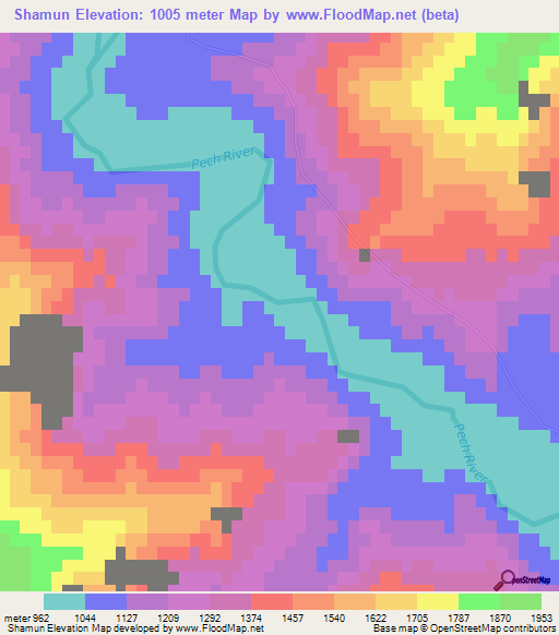 Shamun,Afghanistan Elevation Map