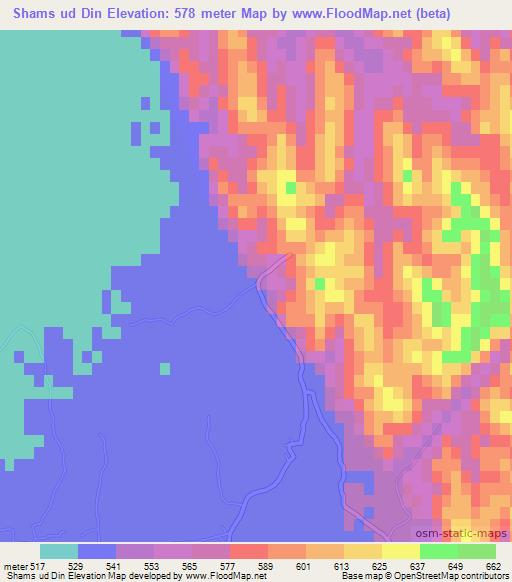 Shams ud Din,Afghanistan Elevation Map