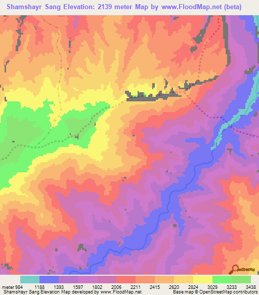 Shamshayr Sang,Afghanistan Elevation Map