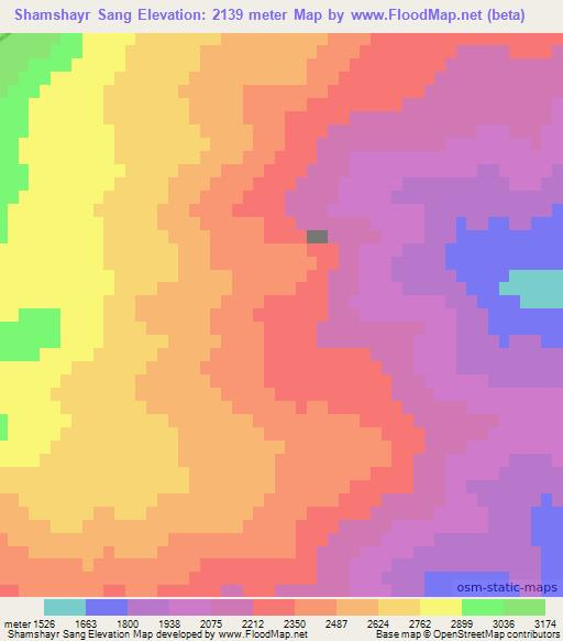 Shamshayr Sang,Afghanistan Elevation Map