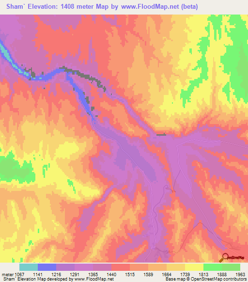 Sham`,Afghanistan Elevation Map