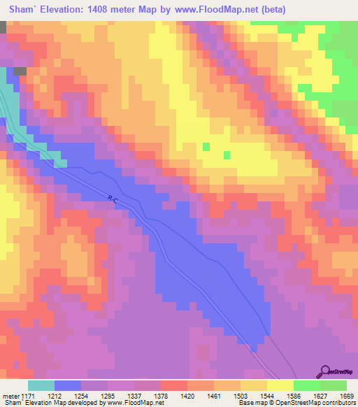 Sham`,Afghanistan Elevation Map