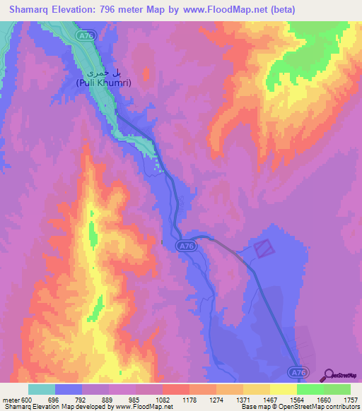 Shamarq,Afghanistan Elevation Map