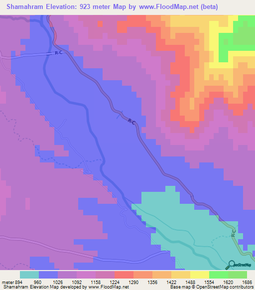 Shamahram,Afghanistan Elevation Map