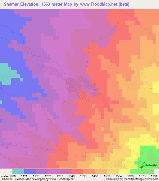 Shamar,Afghanistan Elevation Map