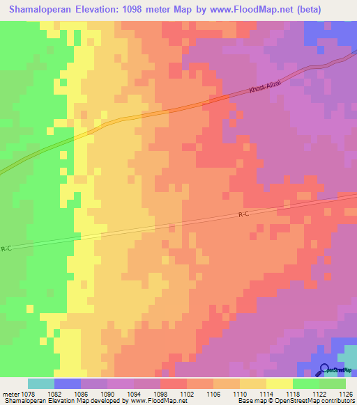 Shamaloperan,Afghanistan Elevation Map