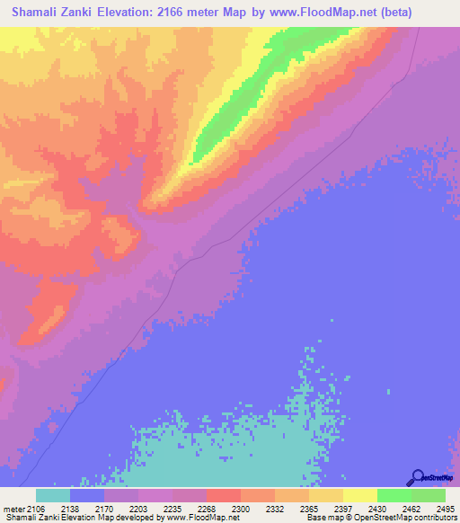 Shamali Zanki,Afghanistan Elevation Map