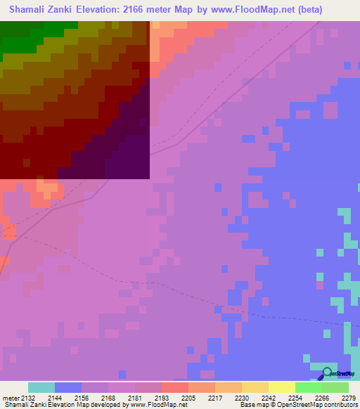 Shamali Zanki,Afghanistan Elevation Map