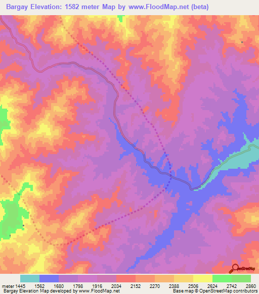 Bargay,Afghanistan Elevation Map