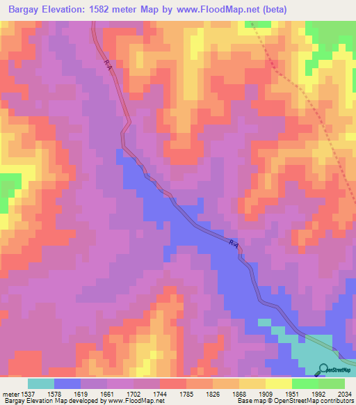 Bargay,Afghanistan Elevation Map