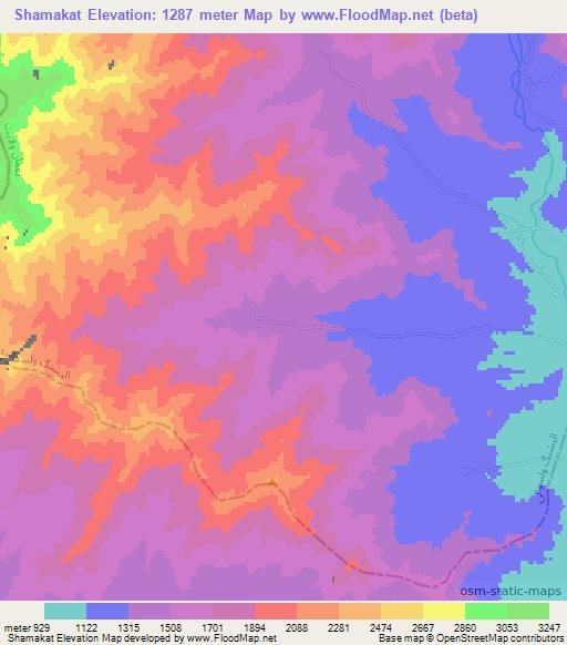 Shamakat,Afghanistan Elevation Map