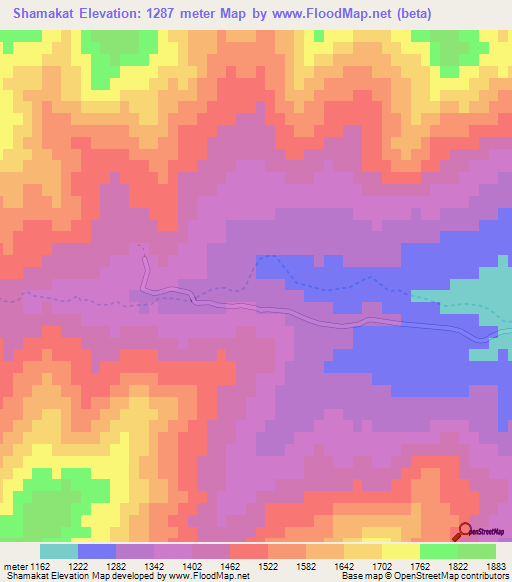Shamakat,Afghanistan Elevation Map