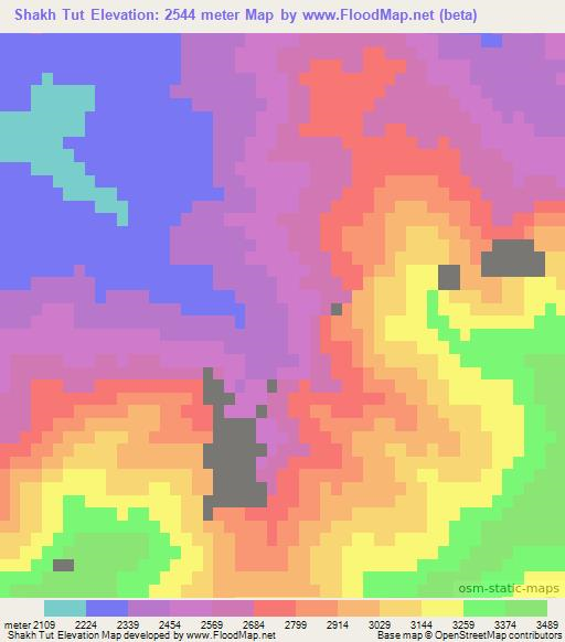 Shakh Tut,Afghanistan Elevation Map