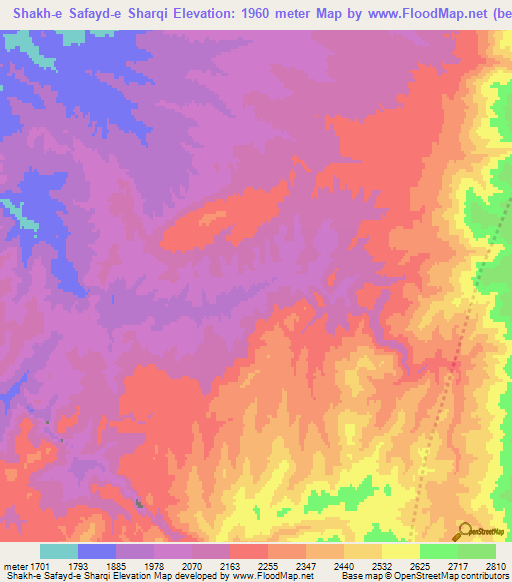 Shakh-e Safayd-e Sharqi,Afghanistan Elevation Map
