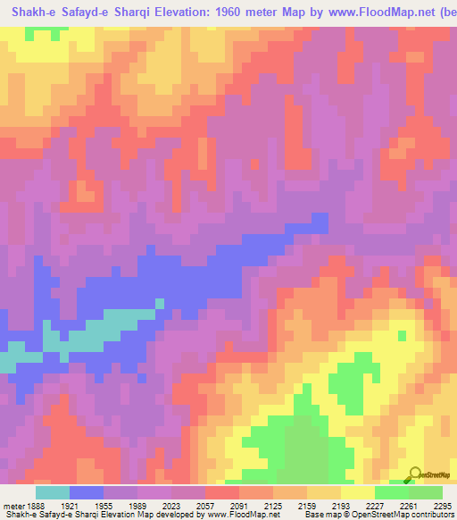 Shakh-e Safayd-e Sharqi,Afghanistan Elevation Map