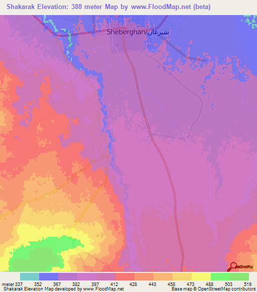 Shakarak,Afghanistan Elevation Map