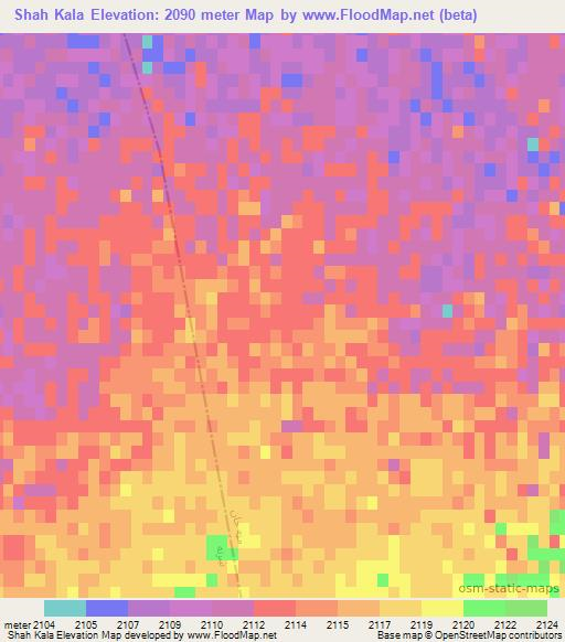 Shah Kala,Afghanistan Elevation Map