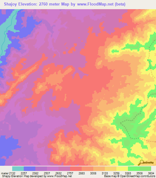 Shajoy,Afghanistan Elevation Map