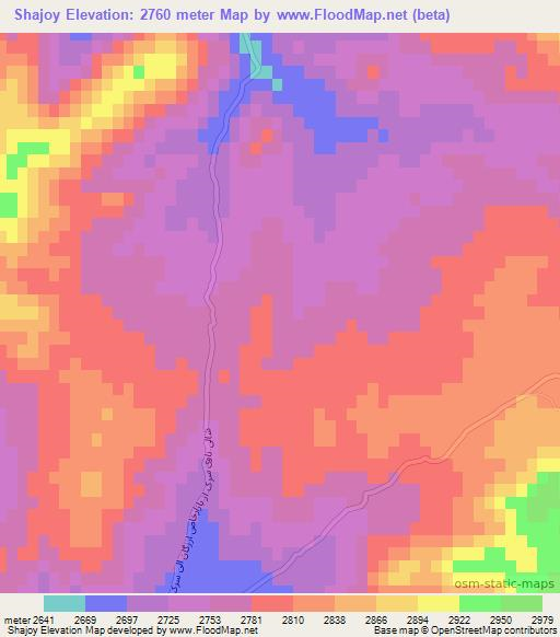 Shajoy,Afghanistan Elevation Map
