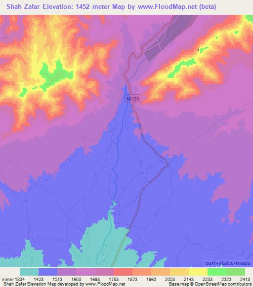 Shah Zafar,Afghanistan Elevation Map