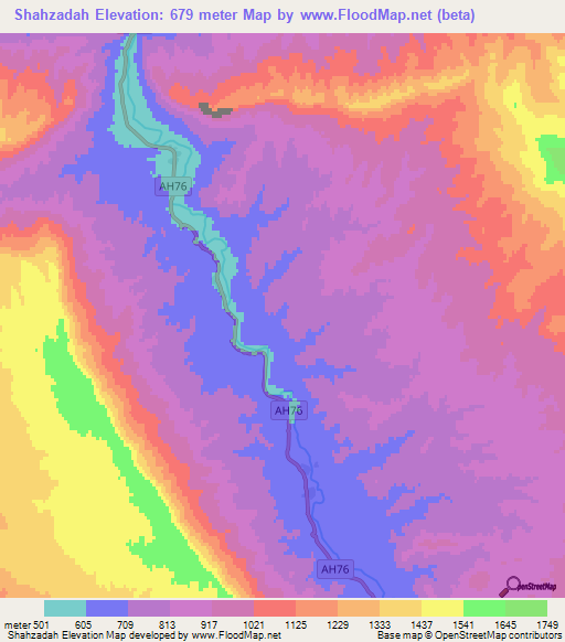 Shahzadah,Afghanistan Elevation Map