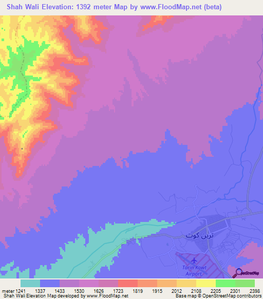 Shah Wali,Afghanistan Elevation Map