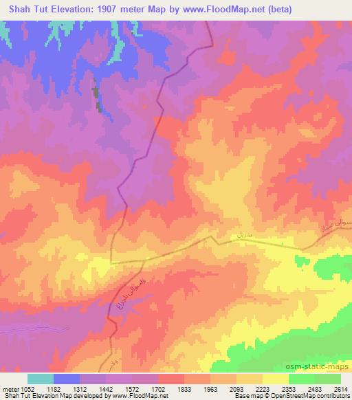 Shah Tut,Afghanistan Elevation Map