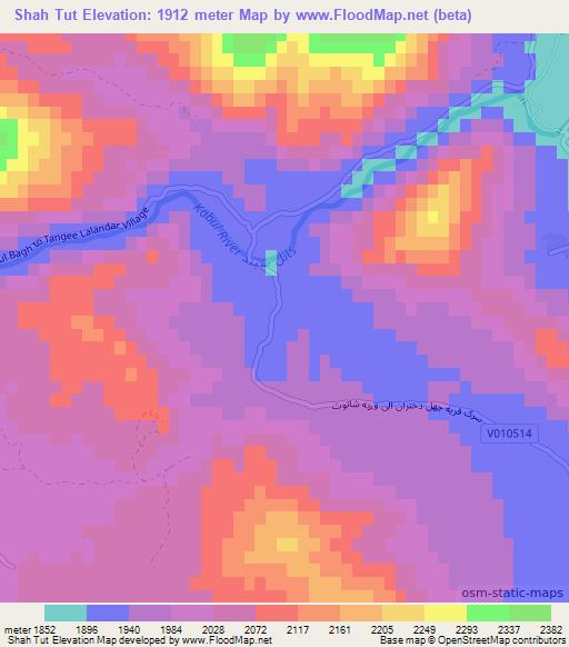 Shah Tut,Afghanistan Elevation Map