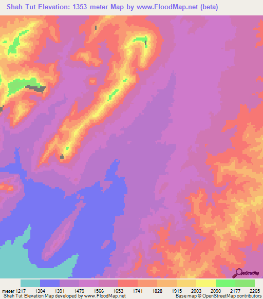 Shah Tut,Afghanistan Elevation Map