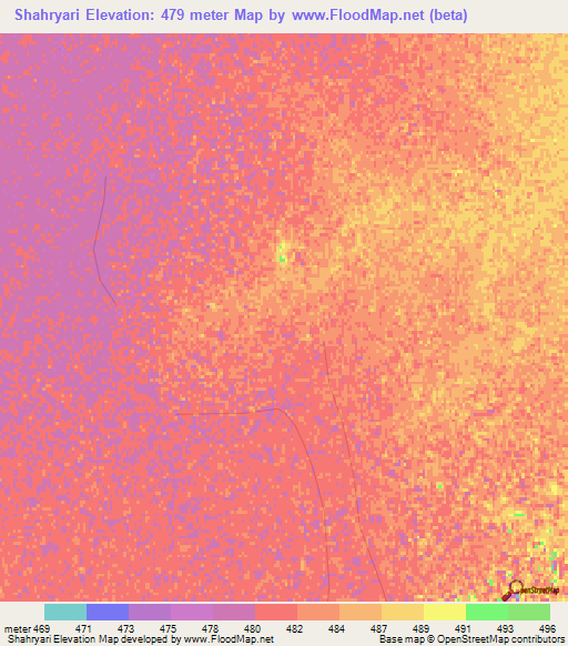 Shahryari,Afghanistan Elevation Map