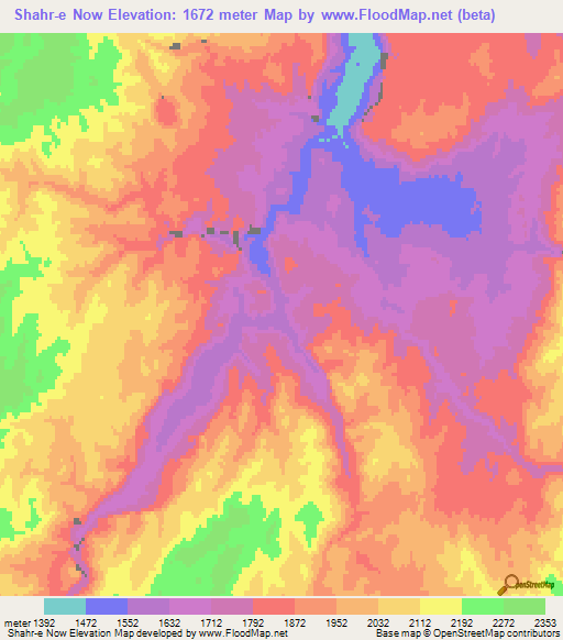 Shahr-e Now,Afghanistan Elevation Map
